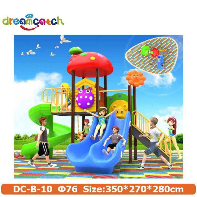 China Outdoor wooden playground with double slide manufacturers