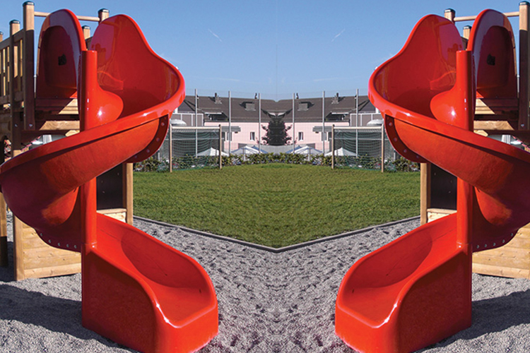 Wooden play structure with slide news Dreamcatch Playground